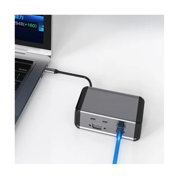 12 в 1 оттичане, USB 3.0, 4K-съвместим четец VGA TF, USB-C газа, концентратор тип C, Ethernet адаптер, зарядно устройство