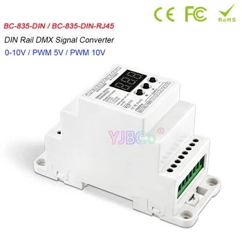 12 В 24 В DIN Рейк 5 канала RGBW/CW DMX512 led Контролер DMX512/1990 сигнал в сигнал 0-10 В/PWM 5, PWM 10 DMX преобразувател на сигнала