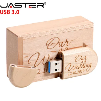 JASTER usb флаш памети USB 3.0 (безплатен потребителски лого) кленов орех дървени usb + кутия Memory stick стик 8 GB 16 GB 32 GB подарък