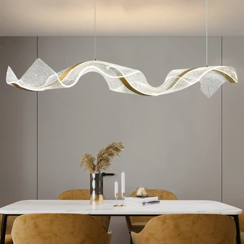 Модерни прости висящи led висящи лампи с водна вълна, креативен дизайн в скандинавски стил, хол, бар, трапезария, полилеи за помещения