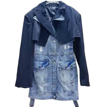 Есенно-зимния нов кратък костюм с отложным яка и дълъг ръкав, яке с джинсовым елек, преносимо палто, яке Y4231