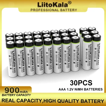 30 бр. акумулаторна батерия LiitoKala AAA NiMH 1.2 900 mah, подходяща за детски играчки, мишки, електронни везни и т.н.
