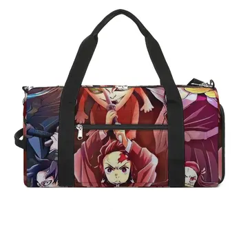 Demon Slayer Спортни чанти Kyojuro Rengoku, спортна чанта за багаж, по-голям капацитет, красиви чанти, мъжки водоустойчива чанта за фитнес на поръчка
