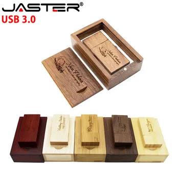 JASTER USB 3.0 Дървени usb + дървена кутия usb флаш памет 4 GB 8 GB 16 GB 32 GB 64 GB подарък за сватбена фотография (безплатно лого на резервация)