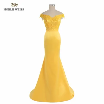 Жълто вечерна рокля с аппликацией във формата на Русалки, облекло за сватбеното парти с стреловидным влак, евтини дрехи за бала, сшитое по поръчка