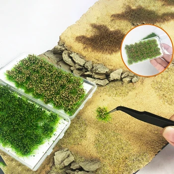Миниатюрна градина декор Модел статични пейзаж Пейзаж Военна игра туфи трева Макет на сградата 