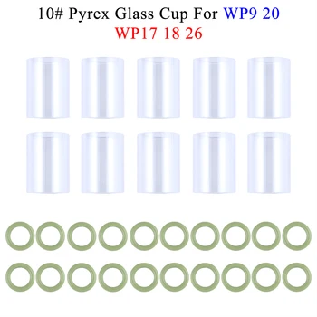 TIG10# Высокотемпературное стъкло Прозрачно, визуализирующее топлоустойчива уплътнителни пръстени за WP9/17/18/20/26 Консумативи за кратки газови лещи