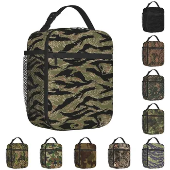 Камуфляжные чанти с камуфлажна изолация в ивицата тигър за къмпинг, военни тактически камуфлаж, преносим термоохладитель, кутия за Bento, за жени, за деца