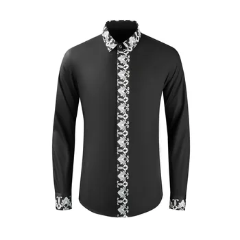 Висококачествени луксозни бижута, най-нов дизайн, модерни мъжки ежедневни ризи с дълги ръкави и цветисти принтом от смесового памук за мъже