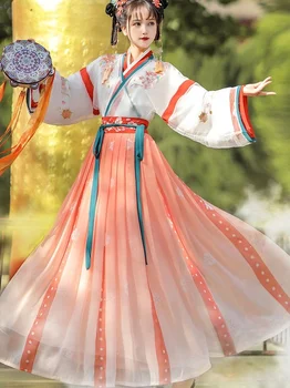 Китайски Традиционен Женски Костюм Ханьфу, Женствена Рокля С Бродерии, Облекла За Народни Танци Принцеса На Династия Тан