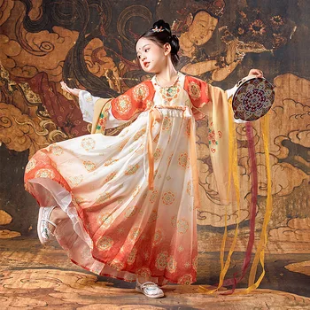 Традиционен костюм феи за момичетата, облекло епохата Тан, детско рокля за cosplay в китайски стил Hanfu