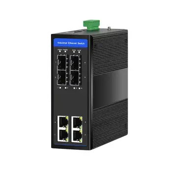 Промишлен сайтът се поддържа Gigabit Ethernet switch с 4 порта (PoE) с 4 SFP, монтируемый на Din-шина, 8-портов оптичен мрежов комутатор