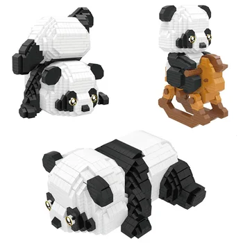 Панда Творчески Сам микро градивните елементи на 3D модел на животното Палав панда Мини фигурка от тухли Играчки Тенис на декор за детска подарък