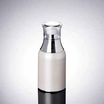 50 мл перлено бяла безвоздушная бутилка със сребърно яка, прозрачен капак, безвоздушная бутилка за серум / лосион/емулсия /основи