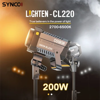 Synco COLBOR CL220 200 W Фотоосвещение COB Видео Лампа за директно излъчване CRI97 два цвята 2700-6500 Към Студиен Лампа Videoblog Снимка