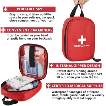 Външна преносима домашна чанта за съхранение на лекарствени таблетки Аптечка за първа помощ Медицински аварийни комплекти Организатор на Авариен комплект за оцеляване