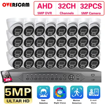 HD H. 265 + 32CH 5MP Система за видеонаблюдение AHD DVR комплект 5MP HD SONY Сензор за Външна IP66 Камера за Сигурност Цветна Камера за Нощно Виждане 4 TB
