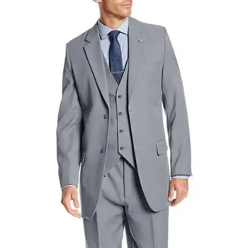 Мъжки костюм, комплект от 3 теми, ежедневно облекло в две копчета, смокинги за младоженеца, комплект за вечеря, яке, жилетка с штанами