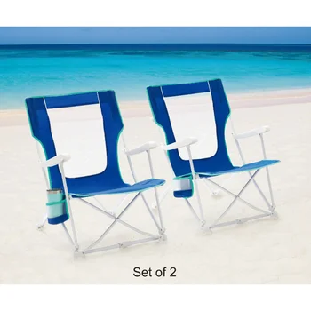 2-опаковъчен сгъваем стол с твърда дръжка, плажна чанта, синя уличен стол