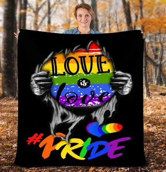 Гордостта на ЛГБТ, любовта е любов, висококачествено меко одеало от фланелен плат