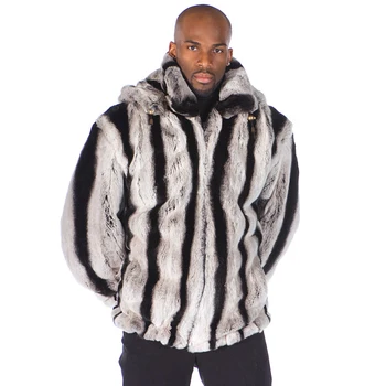Кожа яке, мъжки палта от естествена кожа, зимно палто от естествена кожа заек Рекс, зимата на топло палто с подвижна качулка