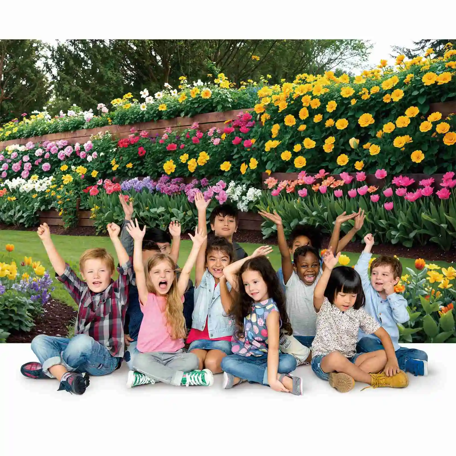 Пролетни цветя, фонове, за снимки в градината, декорация на партита, дървена ограда, стена цвете, персонализирани фонове за детски снимки5