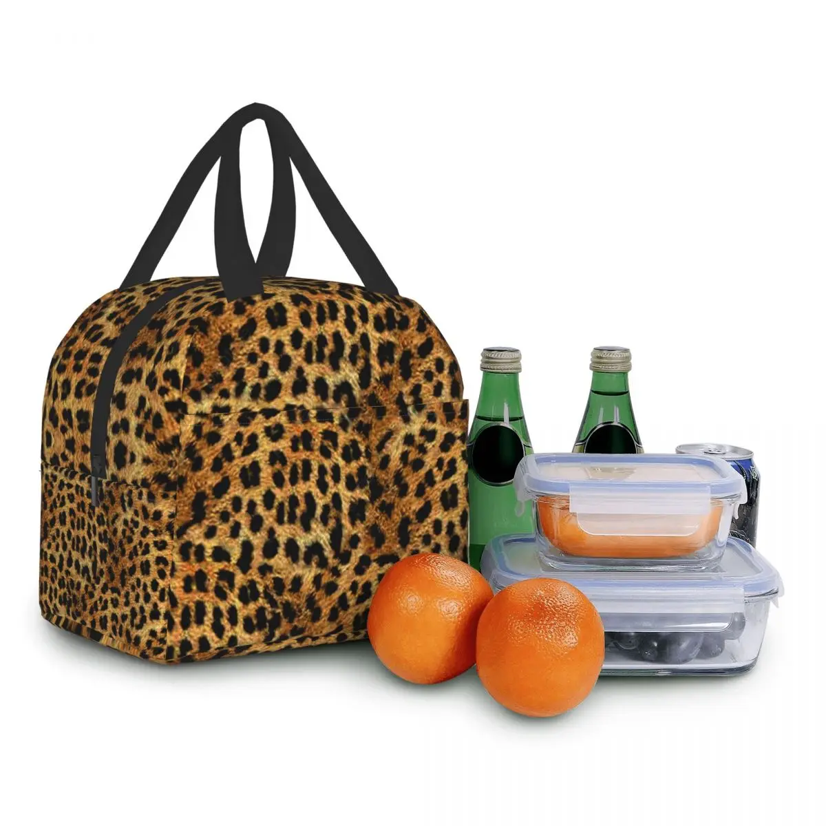 Изработена по поръчка чанта за обяд с текстура леопардового на копията за жени, мъже, охладител, термоизолированный обяд-бокс за деца, ученици5