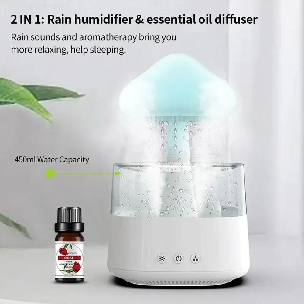 Ароматни дифузор овлажнител на въздуха USB Звук на дъжд Дома миризма на дъждовните облаци Релаксираща ароматерапевтични пречистване на автомобилни растения Преносим мини 400 мл4