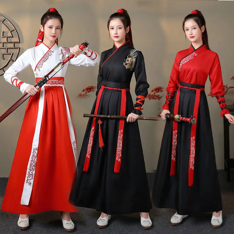 Фехтовальщица Ханфу, традиционни костюми от династията Тан, Древните женски костюми феи, рокля за cosplay, плат за представяне на китайските народни танци1