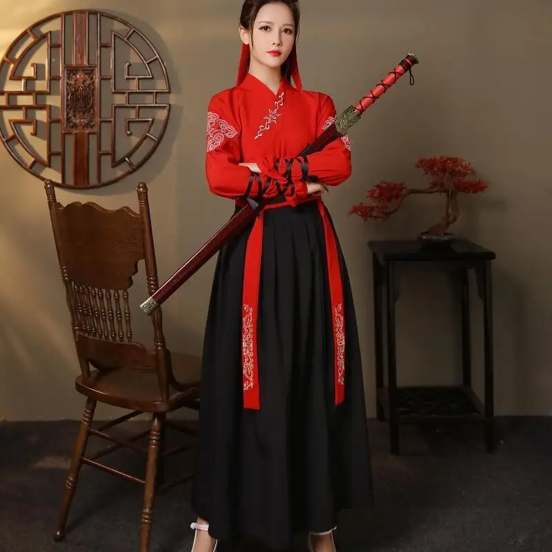 Фехтовальщица Ханфу, традиционни костюми от династията Тан, Древните женски костюми феи, рокля за cosplay, плат за представяне на китайските народни танци2