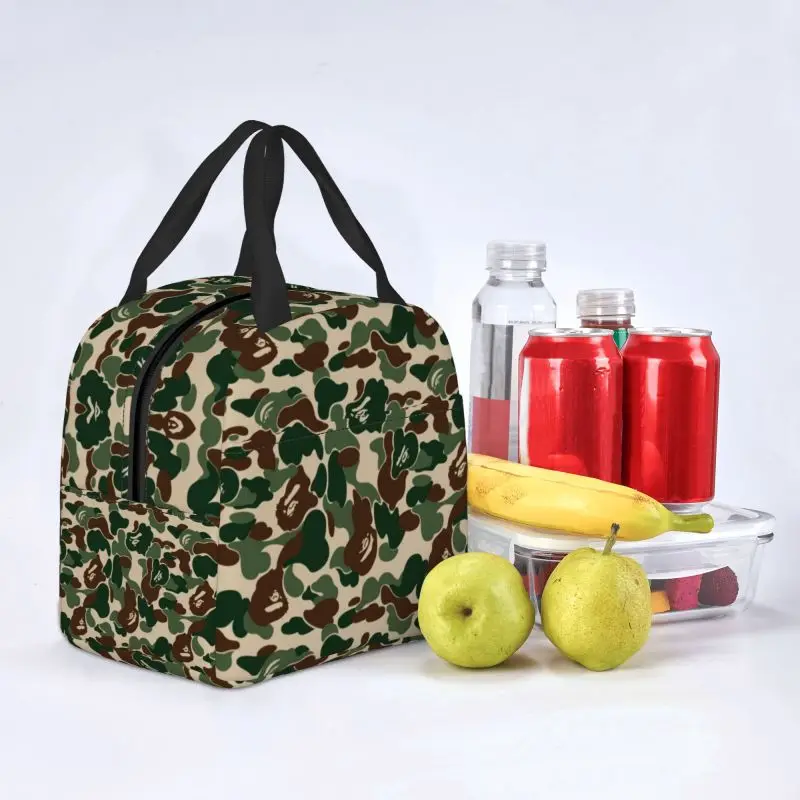 Зелена камуфляжная чанта за обяд термоохладитель изолиран контейнер за обяд за жени, деца, работа, пикник, чанти за хранене3