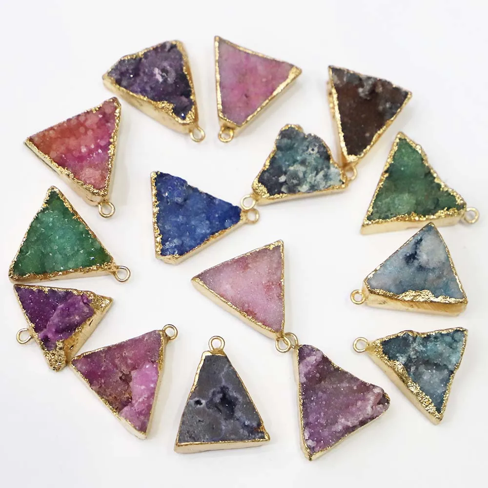 Мода Естествен камък пном пен Триъгълници Crystal Зъби висулка дебели колиета, Обеци, бижута и аксесоари на едро 8 бр.1