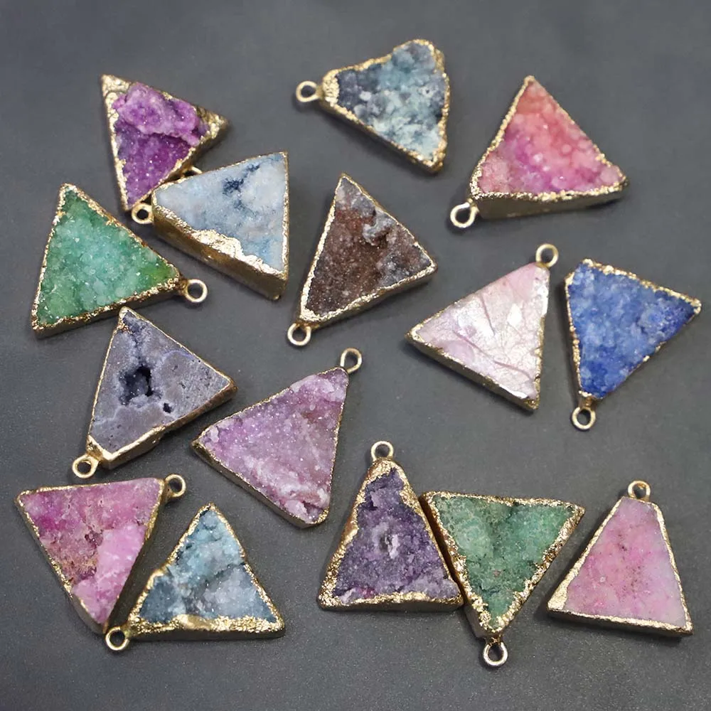 Мода Естествен камък пном пен Триъгълници Crystal Зъби висулка дебели колиета, Обеци, бижута и аксесоари на едро 8 бр.2