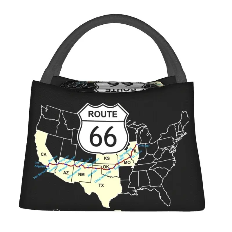 Route 66 Магистрала САЩ Изолирани Чанти за Обяд за Къмпинг Карта за Пътуване Майката Път Преносим Топлинен Охладител Обяд-Бокс За Жени1