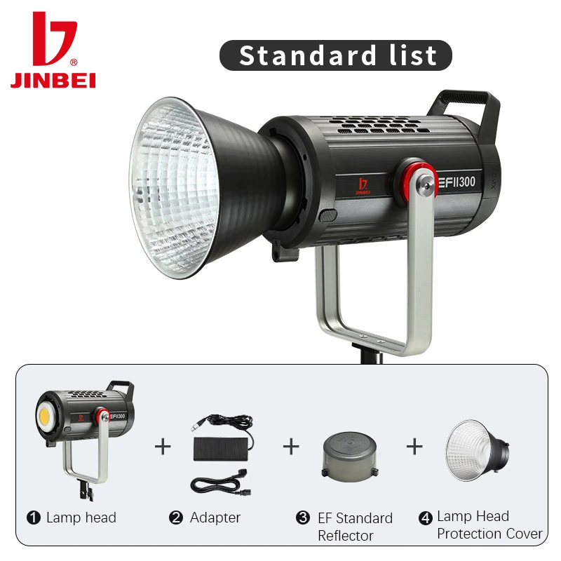 JINBEI EFII-300 led Лампа за Видеозаснемане 300 W 5500 К, Лампа За Студийно Фотографско Осветление С монтиране Bowens За Фотография/на живо/видео запис4