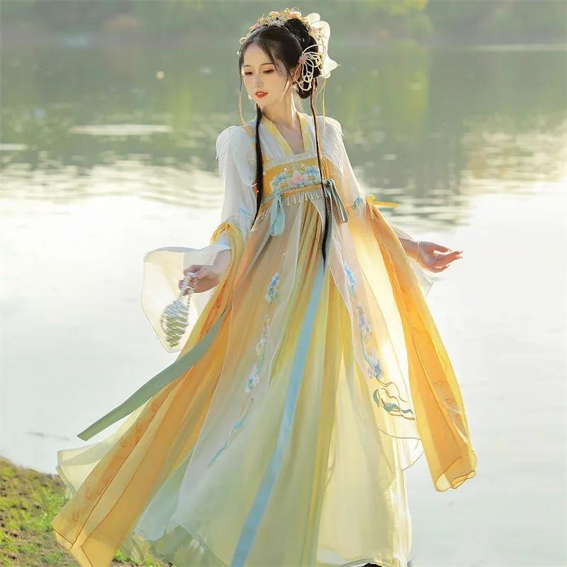 Женски пълен комплект Hanfu, древнекитайский костюм, ежедневното подобряване на елементи, рокля в древнекитайском стил с дължина до гърдите2