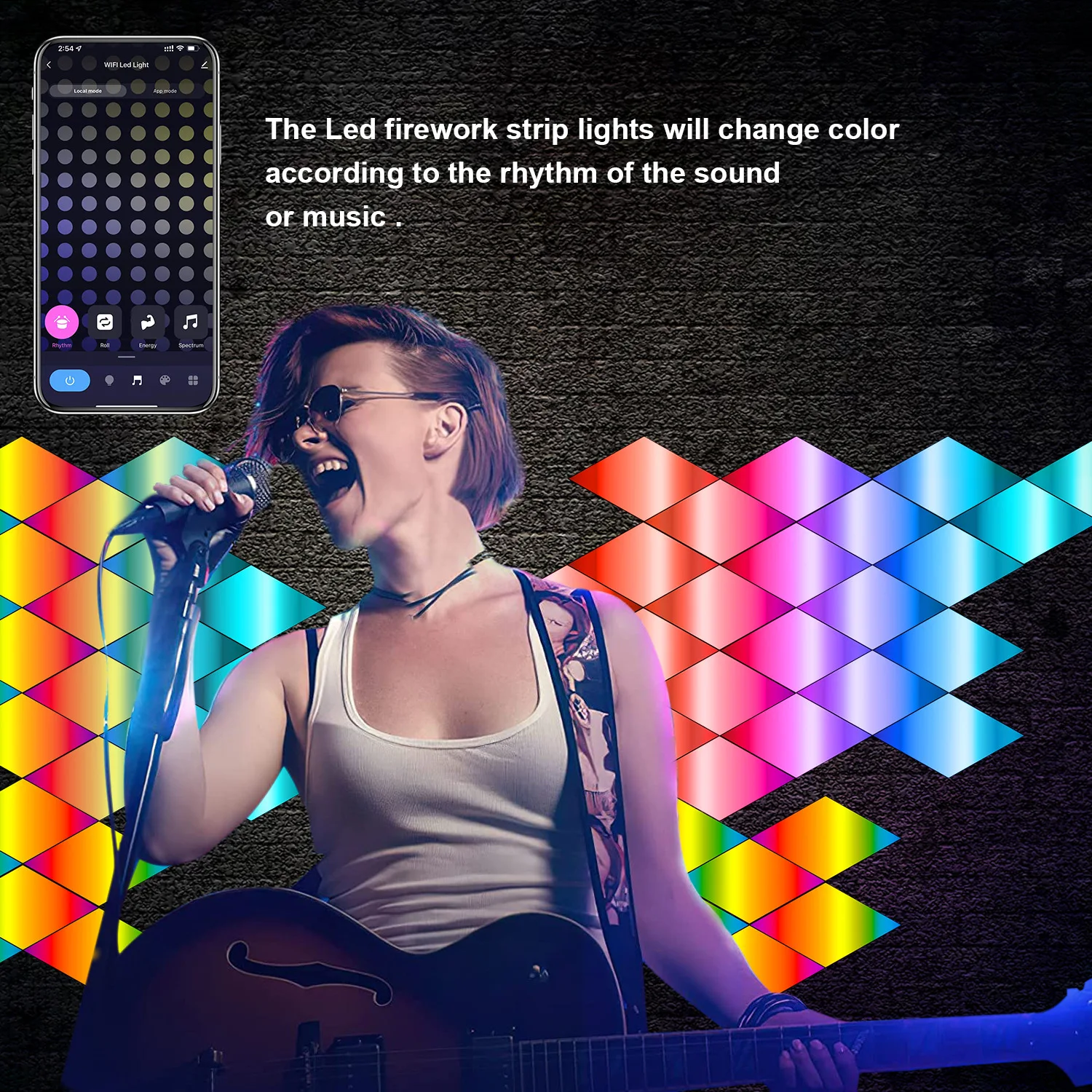 Sasha WIFI умна лампа за снаждане със собствените си ръце вълнови сензорен екран сензор Атмосфера на нощно приложение Музикален ритъм на подсветката на телевизора Спалня декор игри стая1