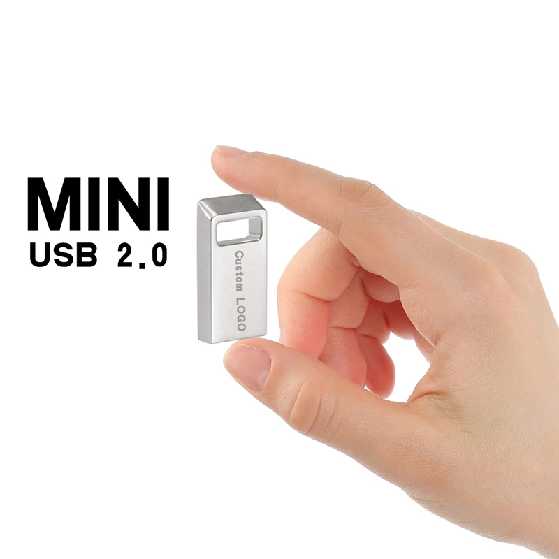 Супер Мини USBФлэш-памет от 64 GB Безплатен Потребителски Логото на Флаш памет 32 GB Siliver Ключодържател Memory Stick Истинският Капацитет на Метални Карта 16 GB0