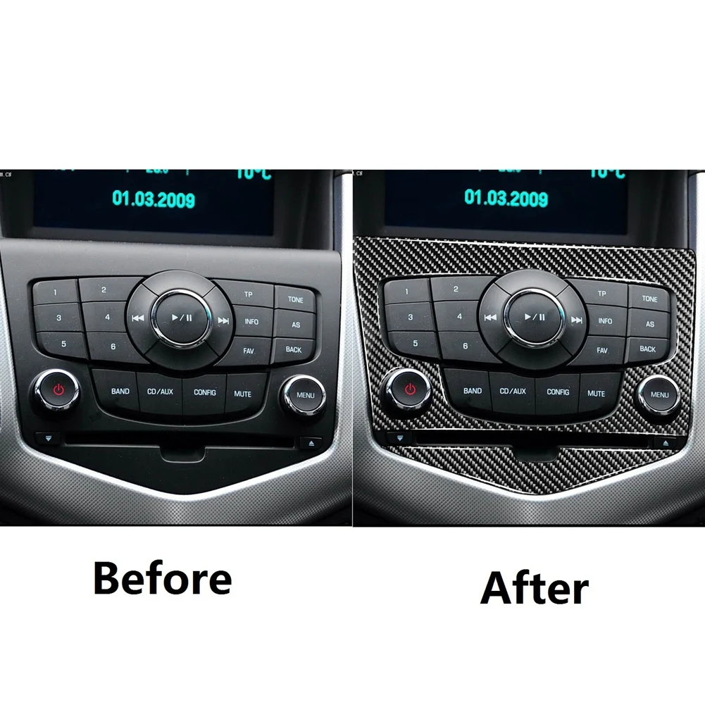 Панел за управление, климатик, CD, изработени от въглеродни влакна, накладки, стикер за Chevrolet Cruze 2009-2015 Аксесоари за интериора4