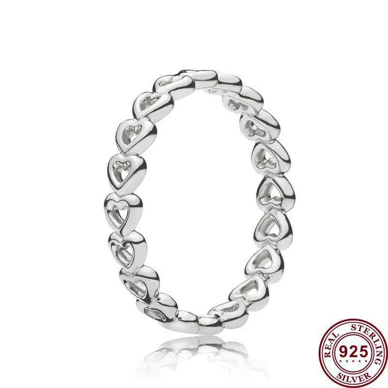 Горещо сребро 925 проба Класическо сърцето си за любовта Оригинален пръстен със сърце Женски лого Пръстен с цип Сватбени висококачествени бижута-шармы със собствените си ръце4