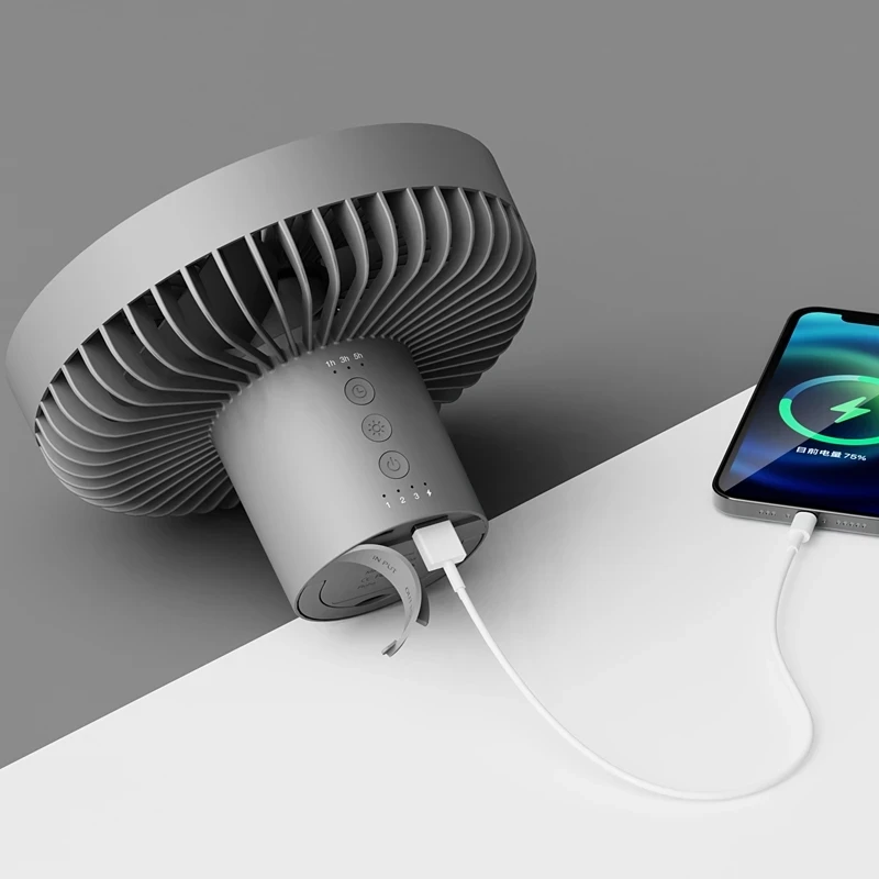 Преносим вентилатор за къмпинг, акумулаторна батерия многофункционален мини вентилатор USB, вентилатор на тавана за къмпинг led лампа, статив, настолен вентилатор5