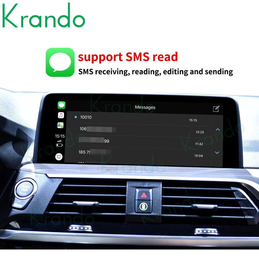 Krando Wireless CarPlay Android Auto Interface Box X3 F25 X4 F26 G01 G02 CIC NBT EVO 2011-2020 Модул за управление на Siri3
