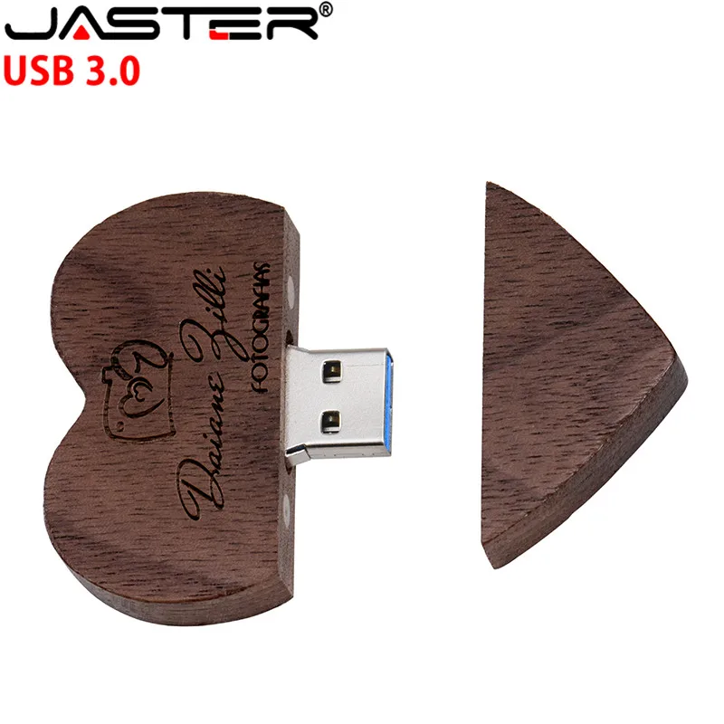 JASTER дървени USB 3.0 флаш памет сърце pen drive U диск, 4 GB 8 GB 16 GB 32 GB 64 GB 128 GB безплатна доставка за коледни подаръци1