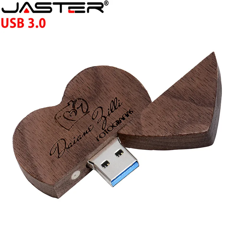 JASTER дървени USB 3.0 флаш памет сърце pen drive U диск, 4 GB 8 GB 16 GB 32 GB 64 GB 128 GB безплатна доставка за коледни подаръци3