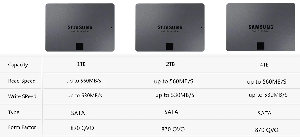 SAMSUNG SSD 1tb 870 QVO 870 EVO 500 GB 250 GB Вътрешен Твърд диск 1T 2T 4T HDD Твърд Диск SATA 3 2,5 за Преносим компютър4