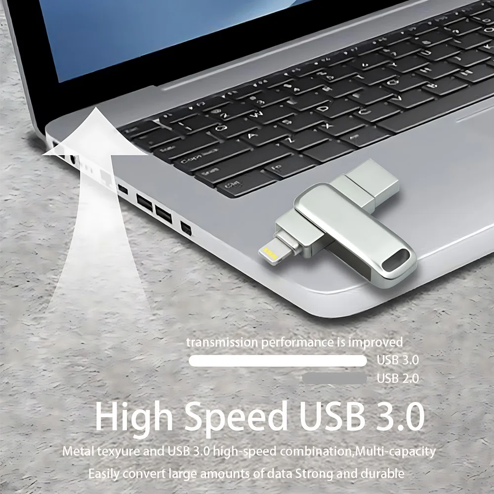 USB Флаш памет за iPhone, iPad Pro Android Pen Drive Type c Otg 32 gb 64 gb 128 gb, 256 г 2 в 1 USB3.0 Memory Stick1