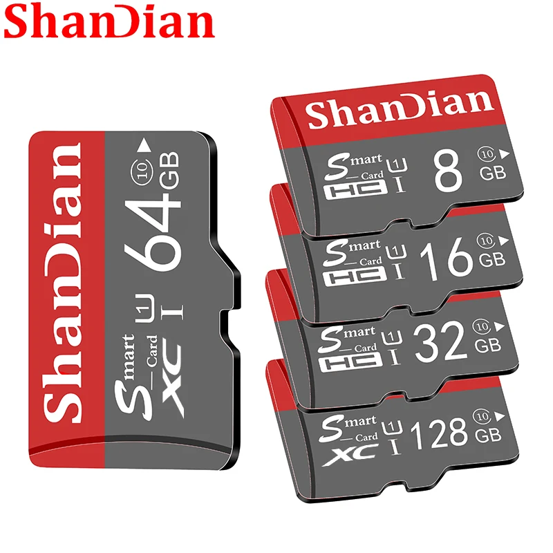 Оригинална Карта Памет SHANDIAN 128 GB Смарт SD Карти 64 GB, Клас 10 SmartSD 8 GB 16 GB 32 GB TF Карта HC/XC за Смартфон Таблет3