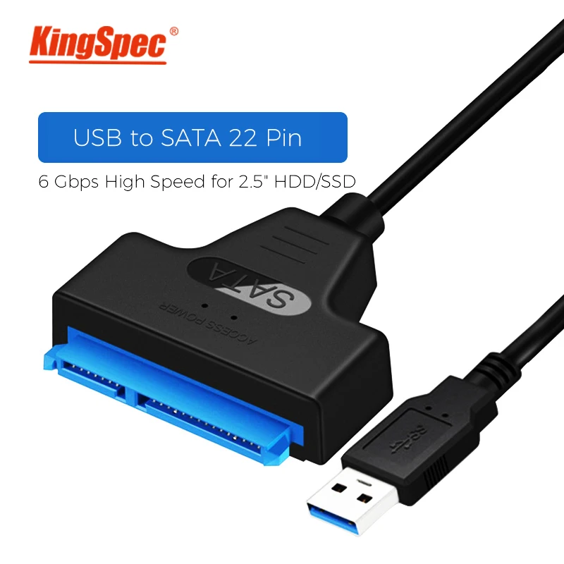 Kingspec SATA3 Кабел Sata към USB 3.0 Адаптер до 6 Gb/с Подкрепа за 2,5-инчов Външен SSD HDD Твърд диск 22-Пинов Кабел Sata III0