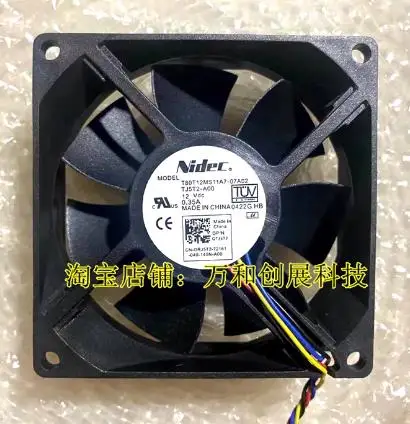 Нов фен на процесора за Nidec T80T12MS11A7-07A02 8 см 8025 12 0.35 A вентилатор за охлаждане на процесора 4-жични 80x80x25 мм1