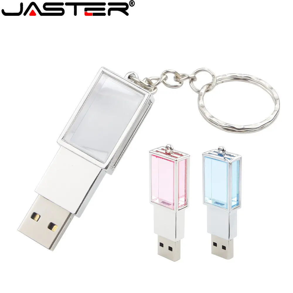 JASTER USB 2.0 Флаш устройства, Розов Мини Crystal 128 GB Флаш диск С Безплатен гравирани с Логото 32 GB, 64 GB, Memory Stick Подаръци Ключ Метален U Диск1